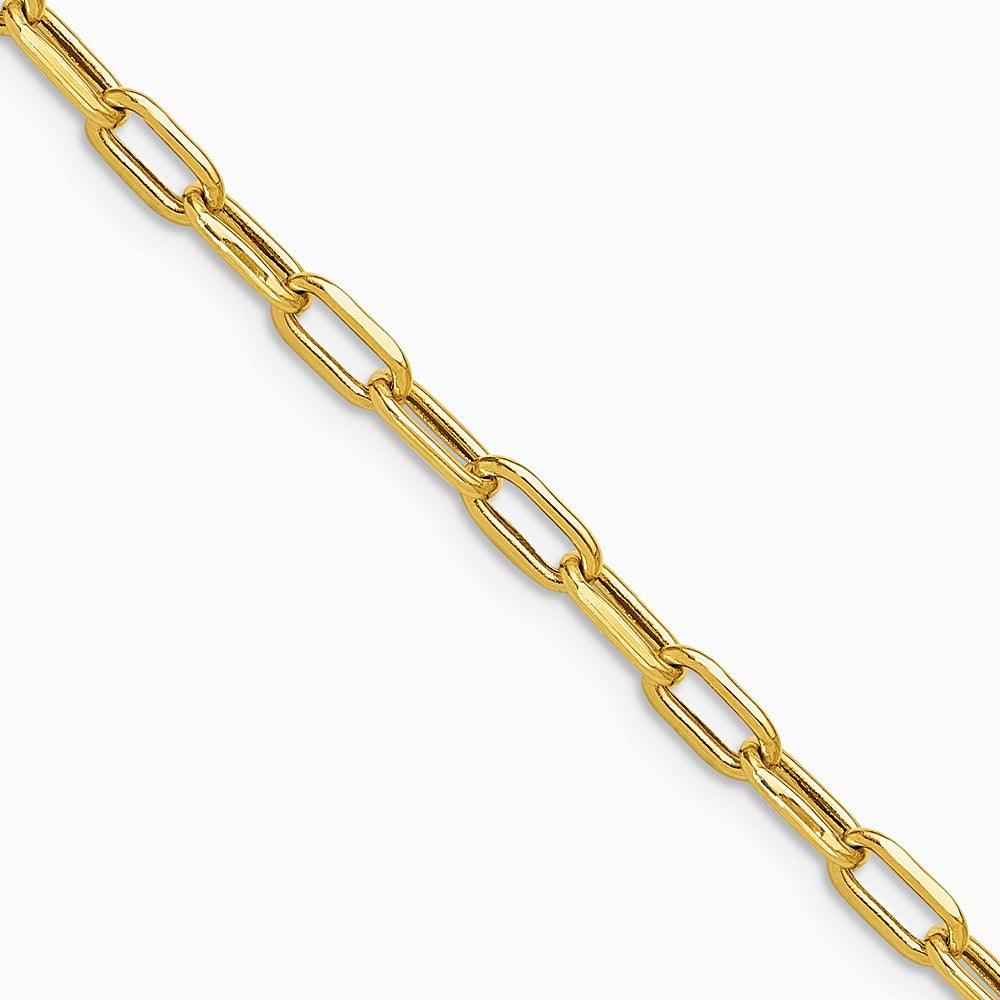 14K Yellow Gold 3.7mm Semi-Solid Beveled D/C Paperclip Chain Necklace 16"-24" - Product Photo