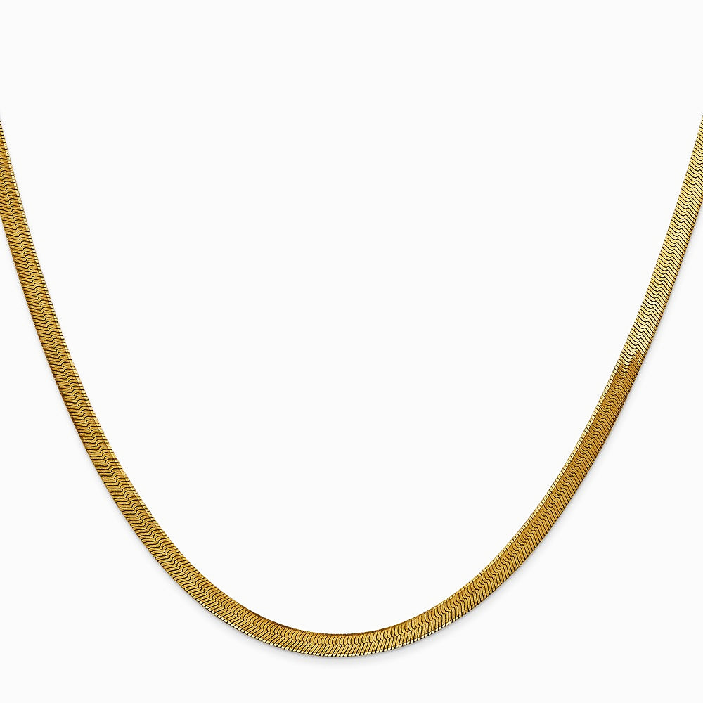 14K Yellow Gold 3mm Silky Herringbone Chain Necklace 16"-24" - Product Photo