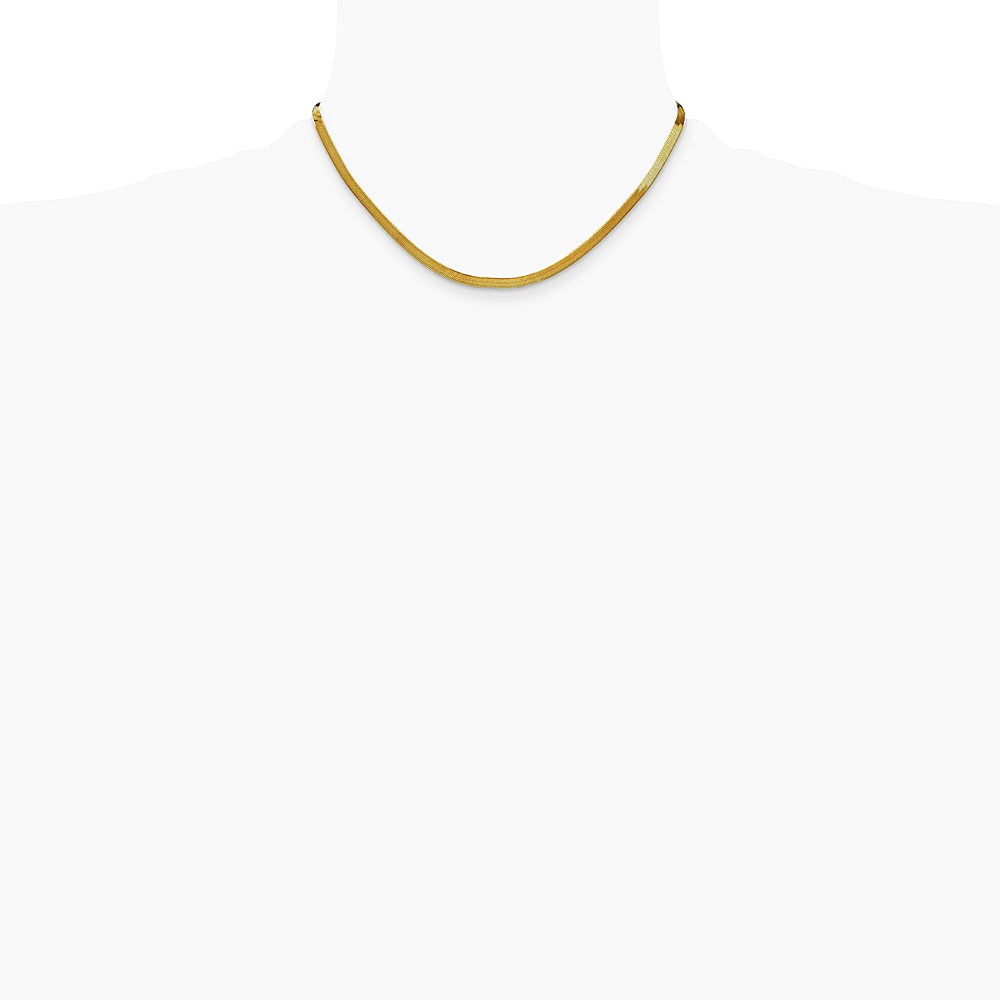 14K Yellow Gold 3mm Silky Herringbone Chain Necklace 16"-24" - Product Photo