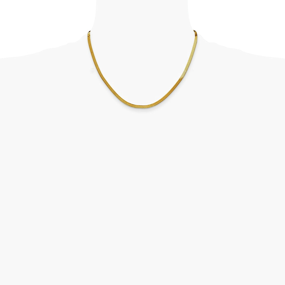 14K Yellow Gold 3mm Silky Herringbone Chain Necklace 16"-24" - Product Photo