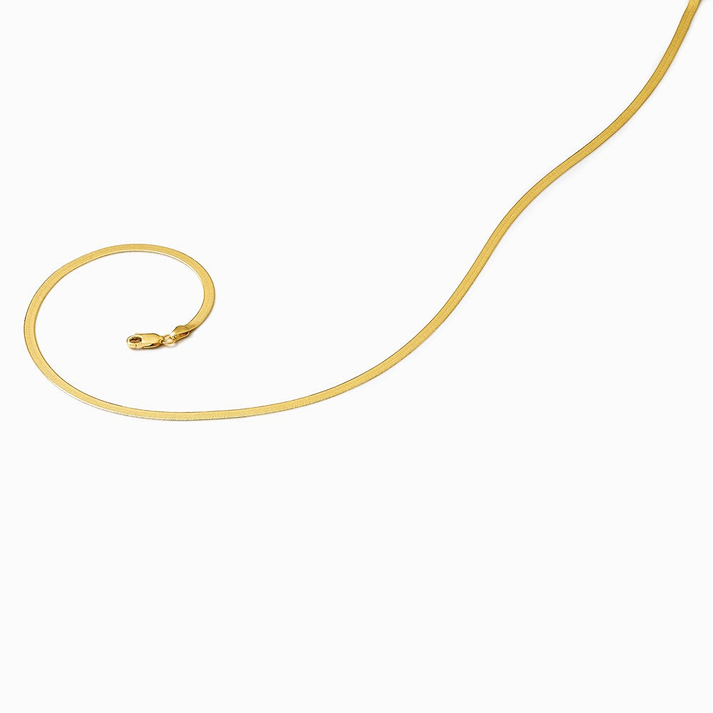14K Yellow Gold 3mm Silky Herringbone Chain Necklace 16"-24" - Product Photo