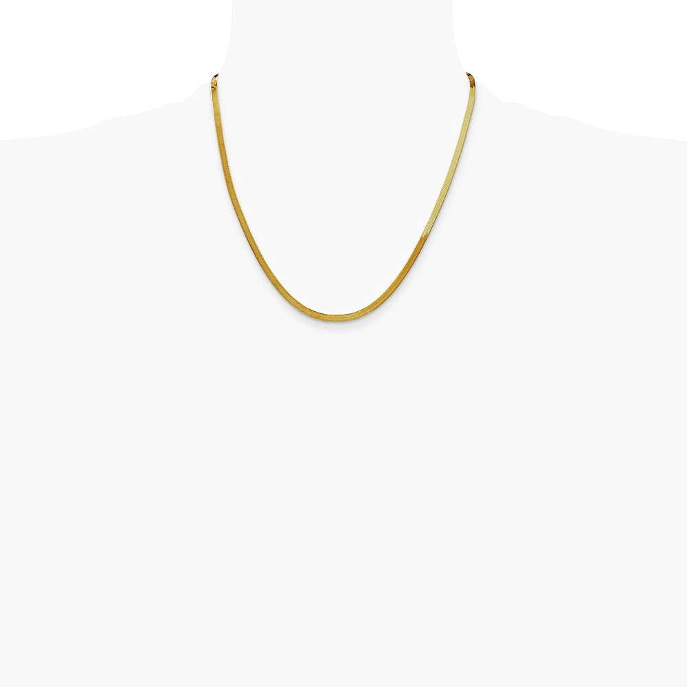 14K Yellow Gold 3mm Silky Herringbone Chain Necklace 16"-24" - Product Photo