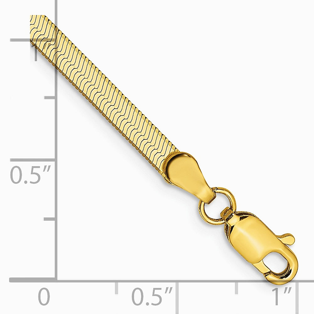 14K Yellow Gold 3mm Silky Herringbone Chain Bracelet 7"-8" - Product Photo