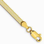 14K Yellow Gold 3mm Silky Herringbone Chain Bracelet 7"-8" - Product Photo
