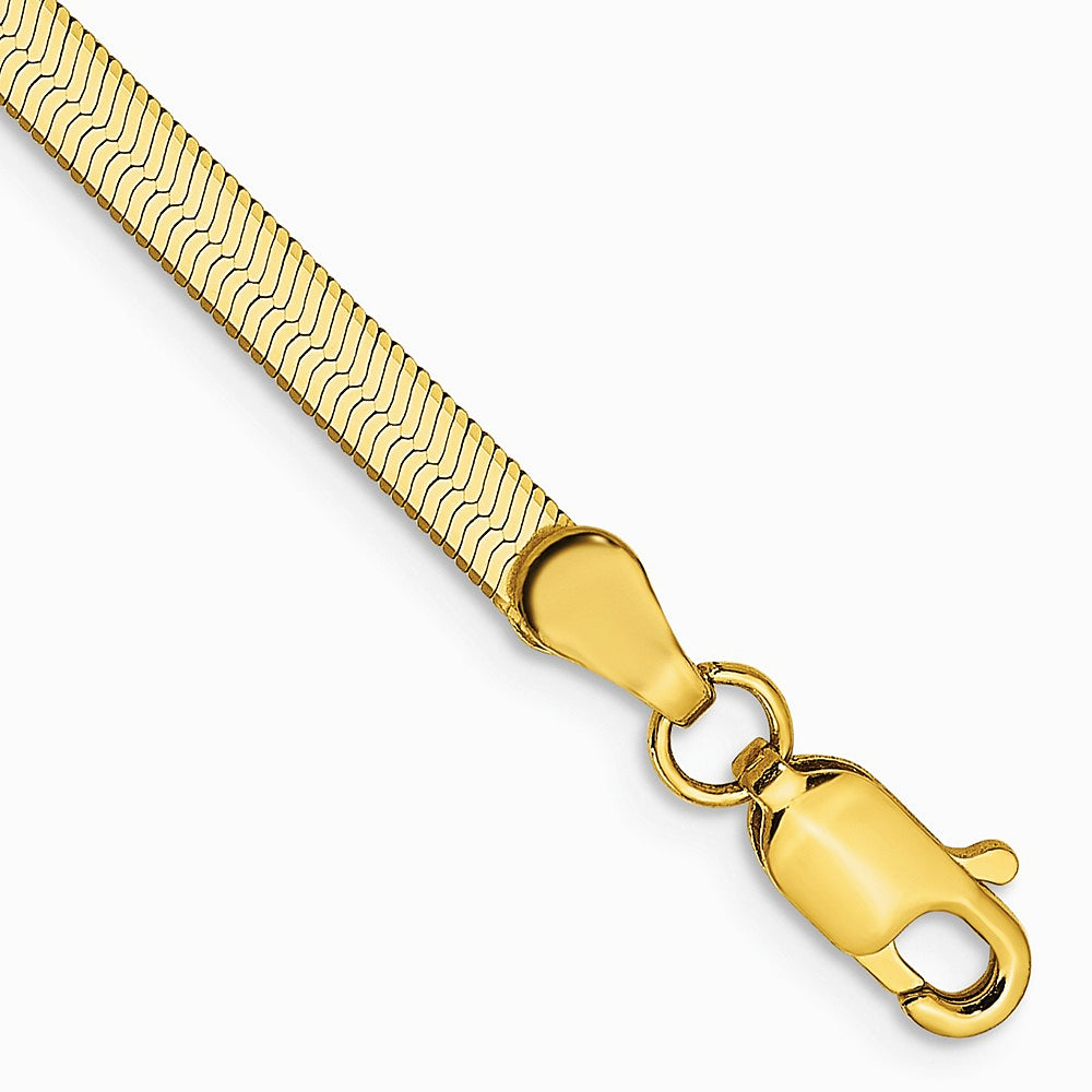 14K Yellow Gold 3mm Silky Herringbone Chain Bracelet 7"-8"