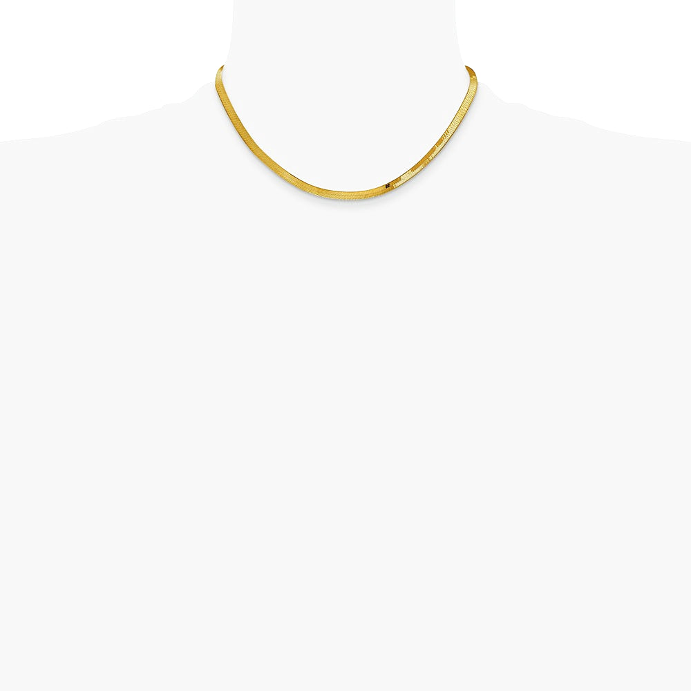 14K Yellow Gold 4mm Silky Herringbone Chain Necklace 16"-24" - Product Photo