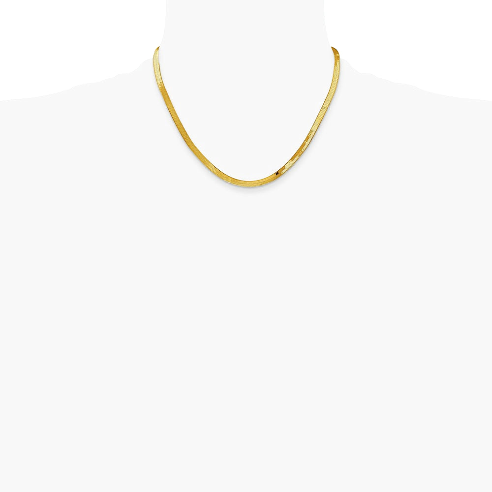 14K Yellow Gold 4mm Silky Herringbone Chain Necklace 16"-24" - Product Photo