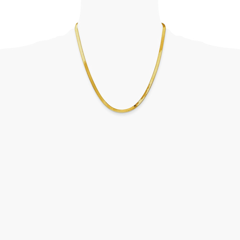 14K Yellow Gold 4mm Silky Herringbone Chain Necklace 16"-24" - Product Photo