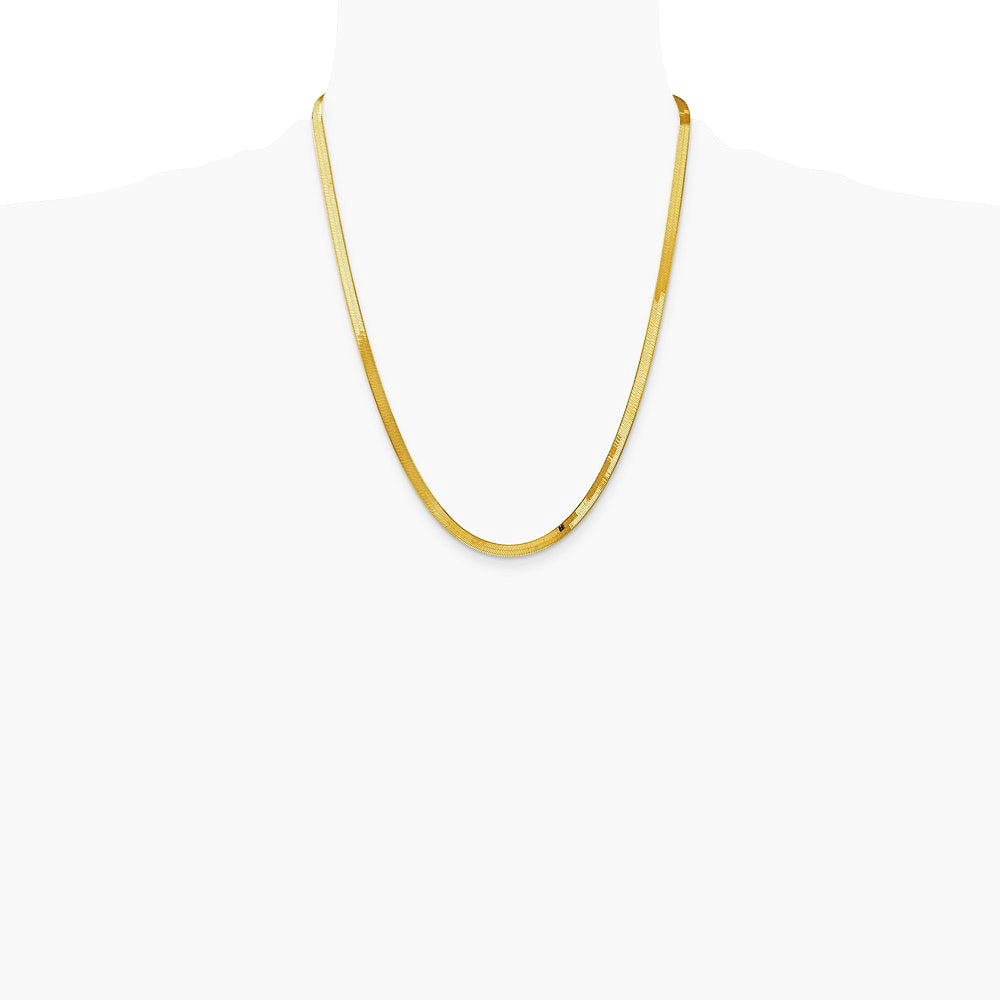 14K Yellow Gold 4mm Silky Herringbone Chain Necklace 16"-24" - Product Photo