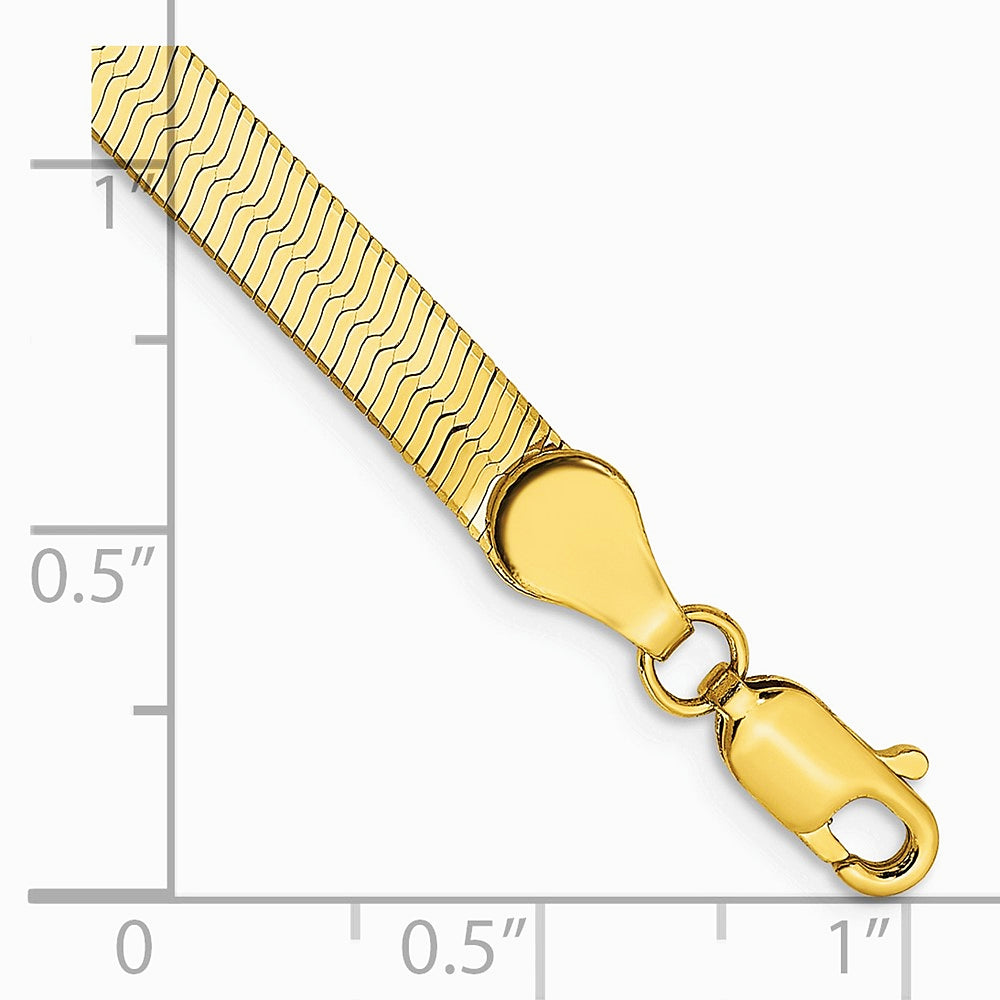 14K Yellow Gold 4mm Silky Herringbone Chain Bracelet 7"-8" - Product Photo
