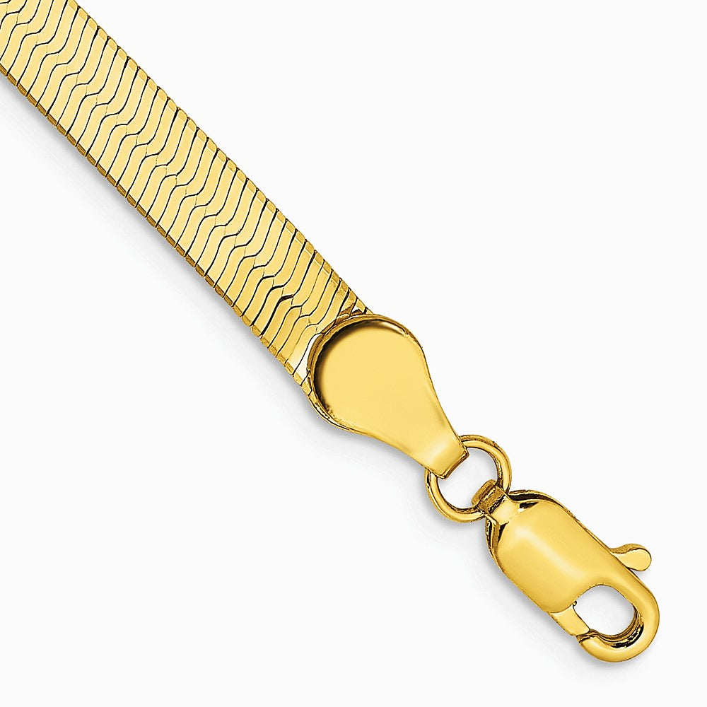 14K Yellow Gold 4mm Silky Herringbone Chain Bracelet 7"-8" - Product Photo