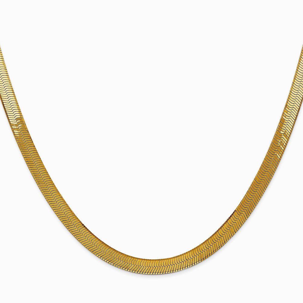 14K Yellow Gold 5mm Silky Herringbone Chain Necklace 16"-24" - Product Photo