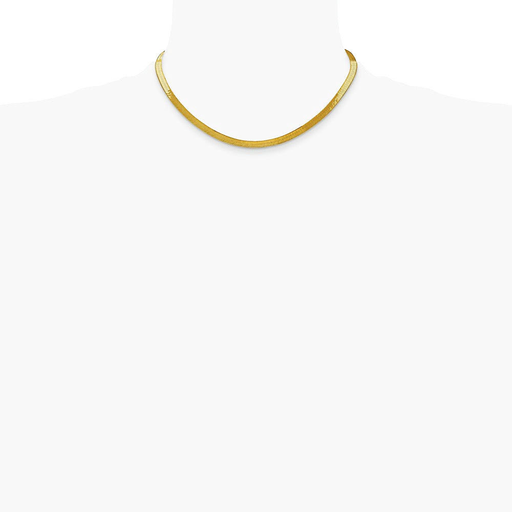 14K Yellow Gold 5mm Silky Herringbone Chain Necklace 16"-24" - Product Photo