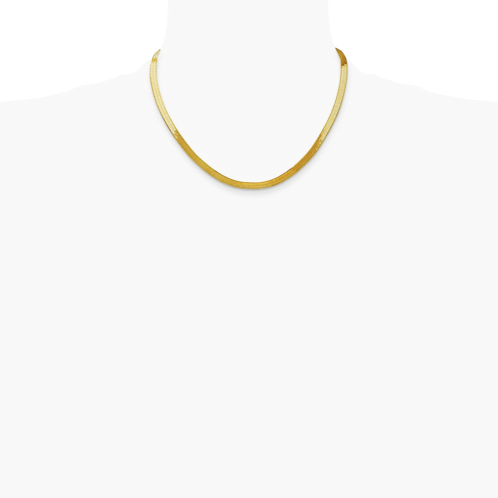 14K Yellow Gold 5mm Silky Herringbone Chain Necklace 16"-24" - Product Photo