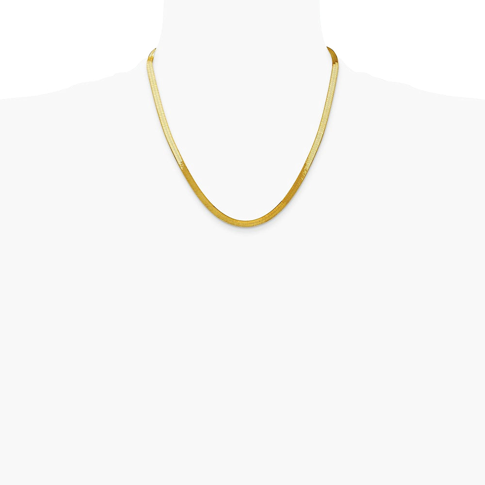 14K Yellow Gold 5mm Silky Herringbone Chain Necklace 16"-24" - Product Photo