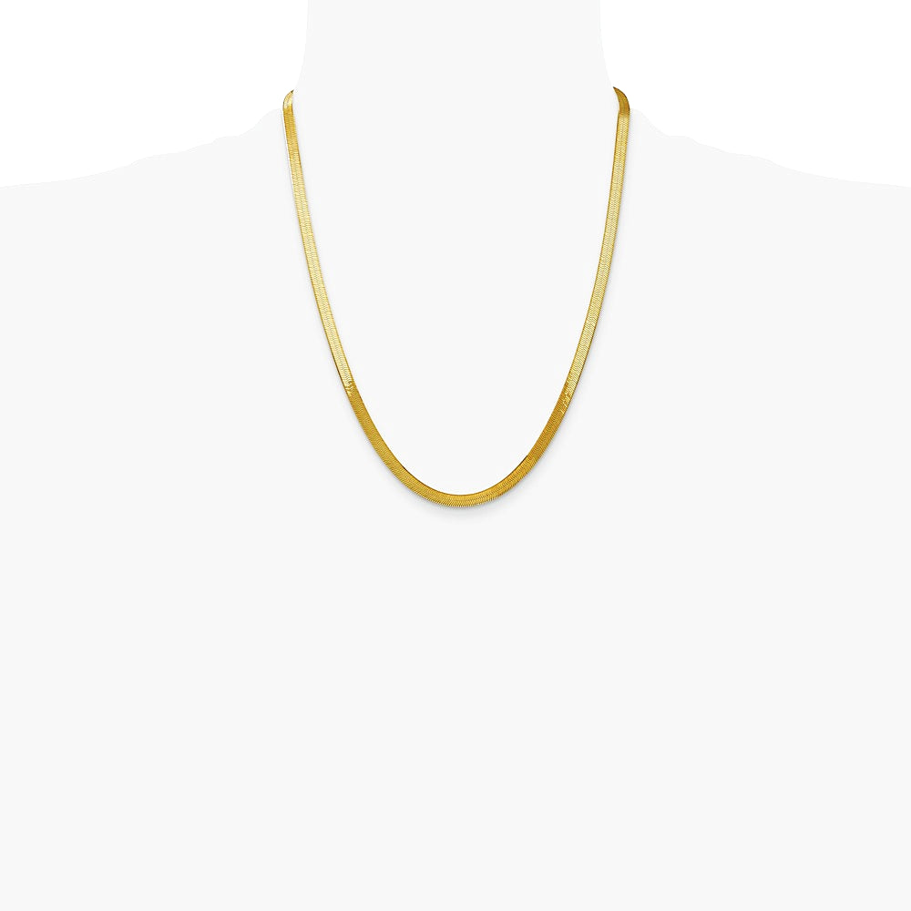 14K Yellow Gold 5mm Silky Herringbone Chain Necklace 16"-24" - Product Photo
