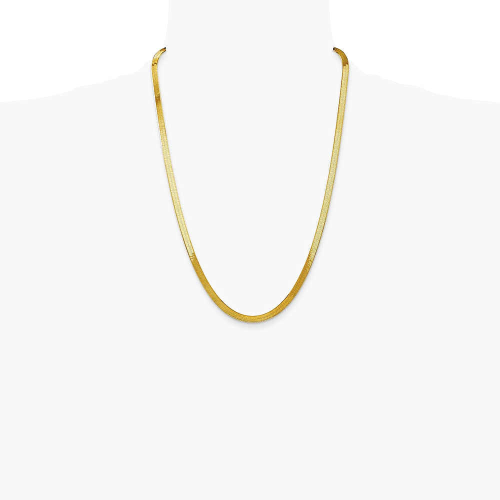 14K Yellow Gold 5mm Silky Herringbone Chain Necklace 16"-24" - Product Photo