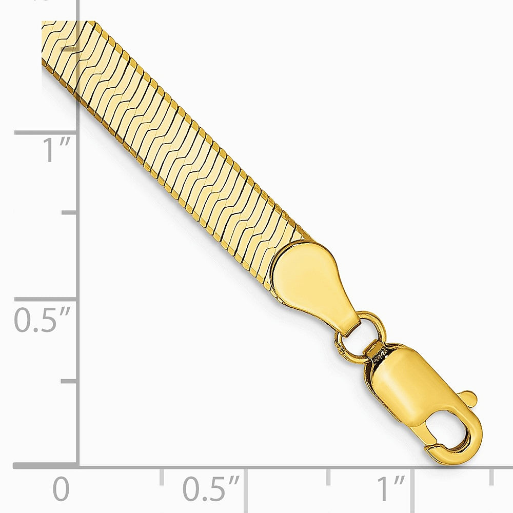 14K Yellow Gold 5mm Silky Herringbone Chain Bracelet 7"-8" - Product Photo