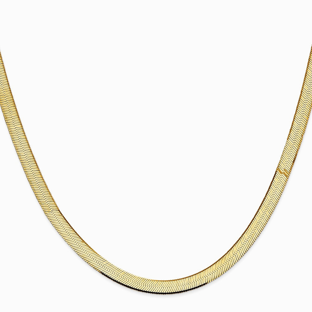 14K Yellow Gold 5.5mm Silky Herringbone Chain Necklace 16"-24" - Product Photo
