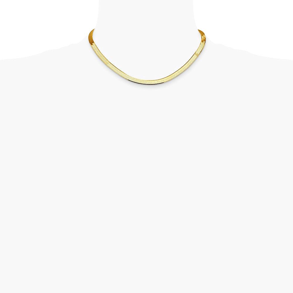 14K Yellow Gold 5.5mm Silky Herringbone Chain Necklace 16"-24" - Product Photo