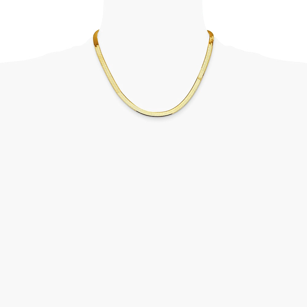 14K Yellow Gold 5.5mm Silky Herringbone Chain Necklace 16"-24" - Product Photo