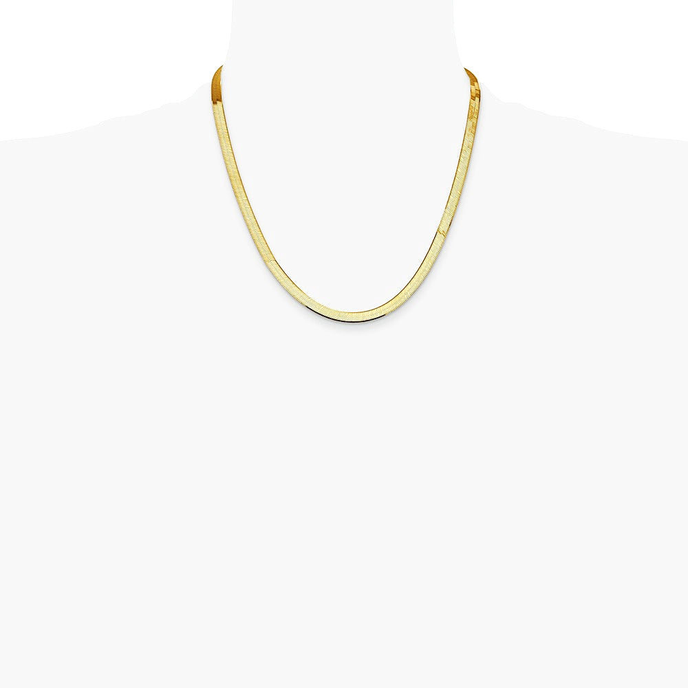 14K Yellow Gold 5.5mm Silky Herringbone Chain Necklace 16"-24" - Product Photo