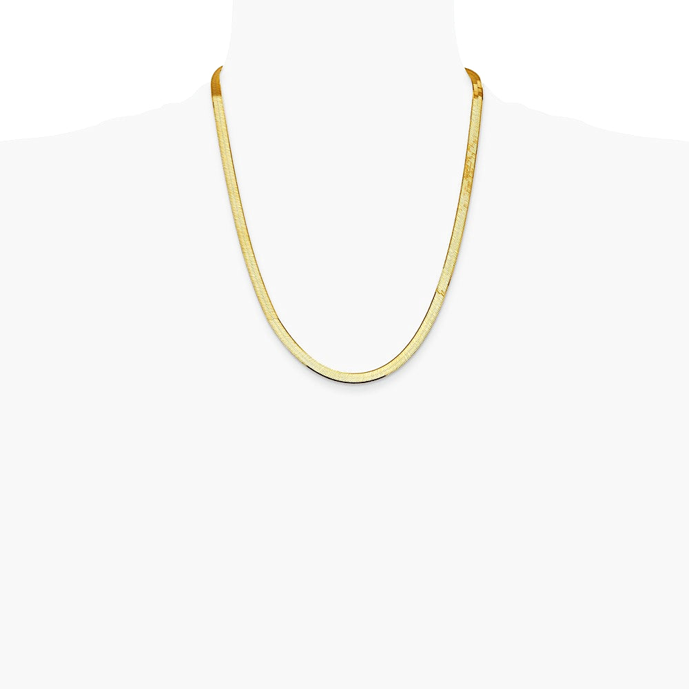14K Yellow Gold 5.5mm Silky Herringbone Chain Necklace 16"-24" - Product Photo
