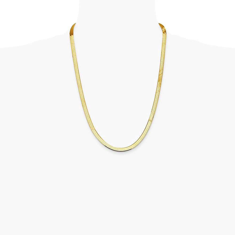 14K Yellow Gold 5.5mm Silky Herringbone Chain Necklace 16"-24" - Product Photo