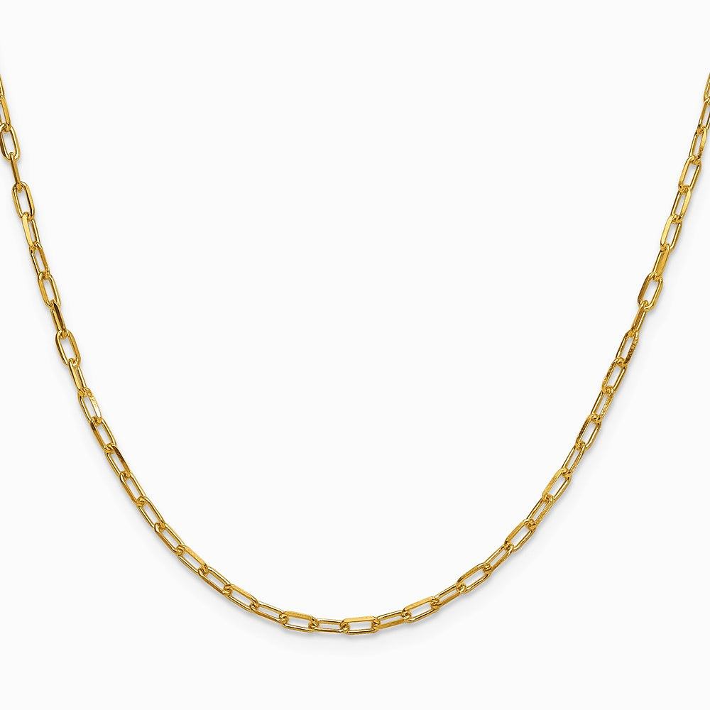 14K Yellow Gold 2.2mm Solid Beveled Diamond-Cut Paperclip Chain Necklace 16"-24" - Product Photo