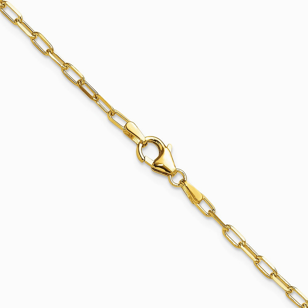 14K Yellow Gold 2.2mm Solid Beveled Diamond-Cut Paperclip Chain Necklace 16"-24" - Product Photo