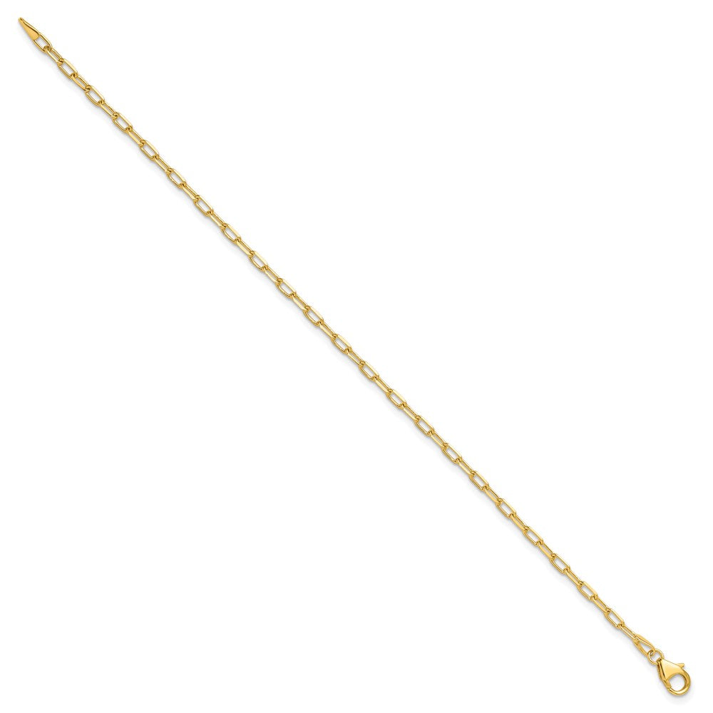 14K Yellow Gold 2.2mm Solid Beveled Diamond-Cut Paperclip Chain Bracelet 7"-8" - Product Photo