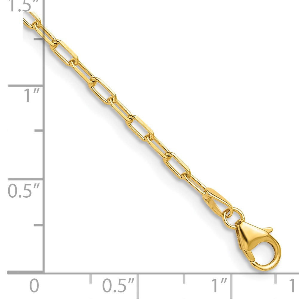 14K Yellow Gold 2.2mm Solid Beveled Diamond-Cut Paperclip Chain Bracelet 7"-8" - Product Photo
