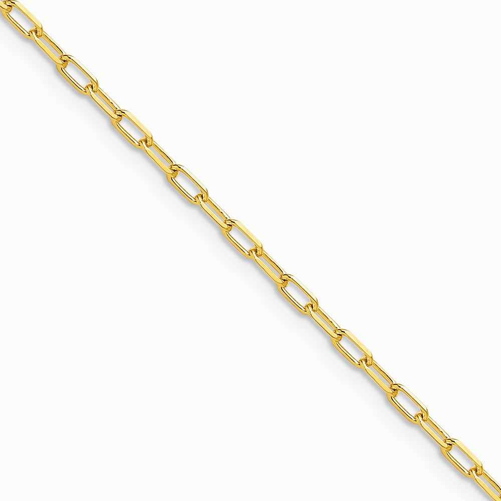 14K Yellow Gold 2.2mm Solid Beveled Diamond-Cut Paperclip Chain Necklace 16"-24" - Product Photo