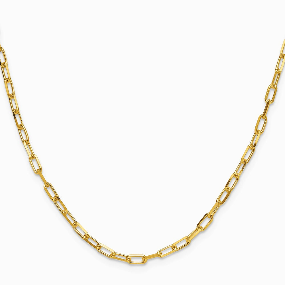 14K Yellow Gold 3.0mm Solid Beveled Diamond-Cut Paperclip Chain Necklace 16"-24" - Product Photo