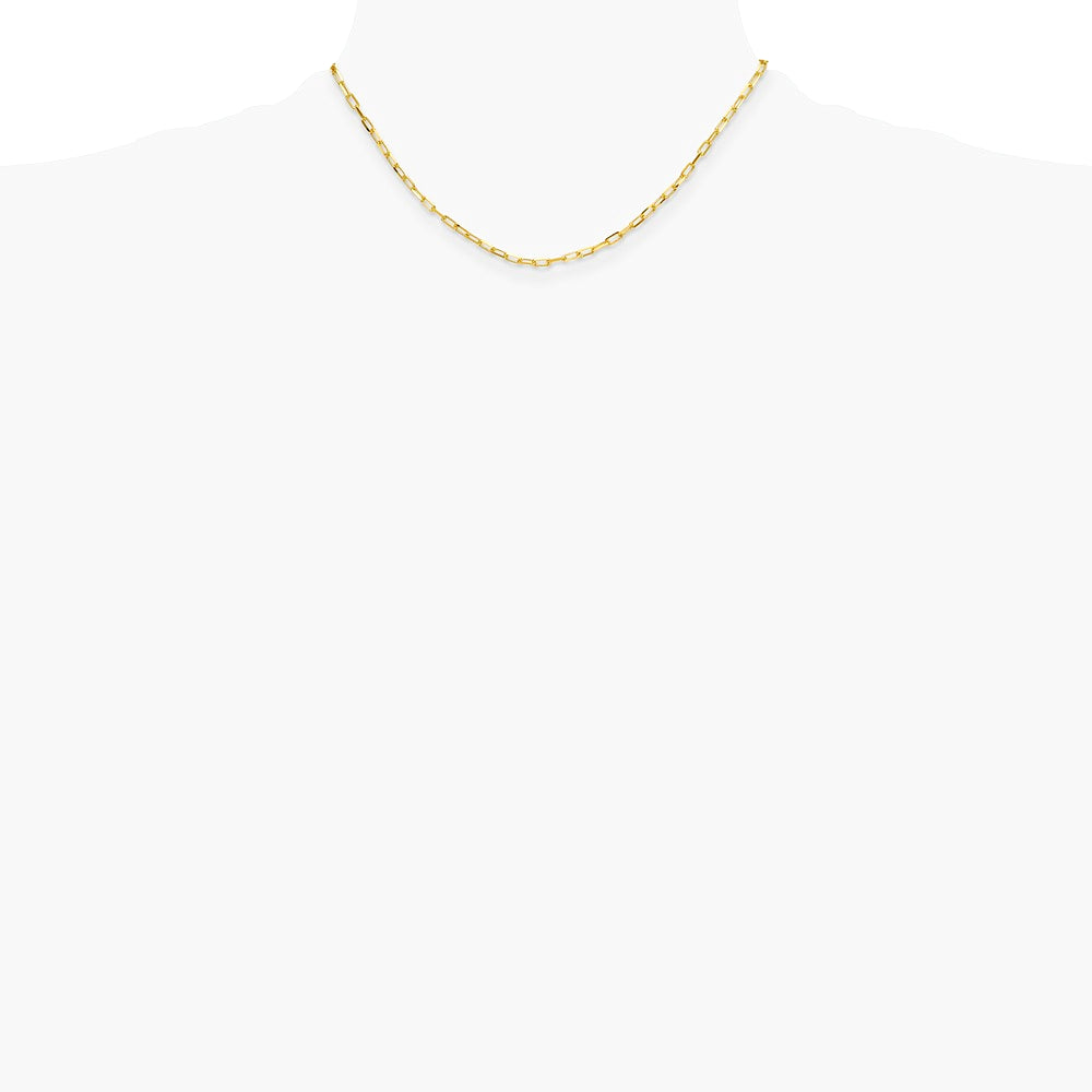 14K Yellow Gold 3.0mm Solid Beveled Diamond-Cut Paperclip Chain Necklace 16"-24" - Product Photo