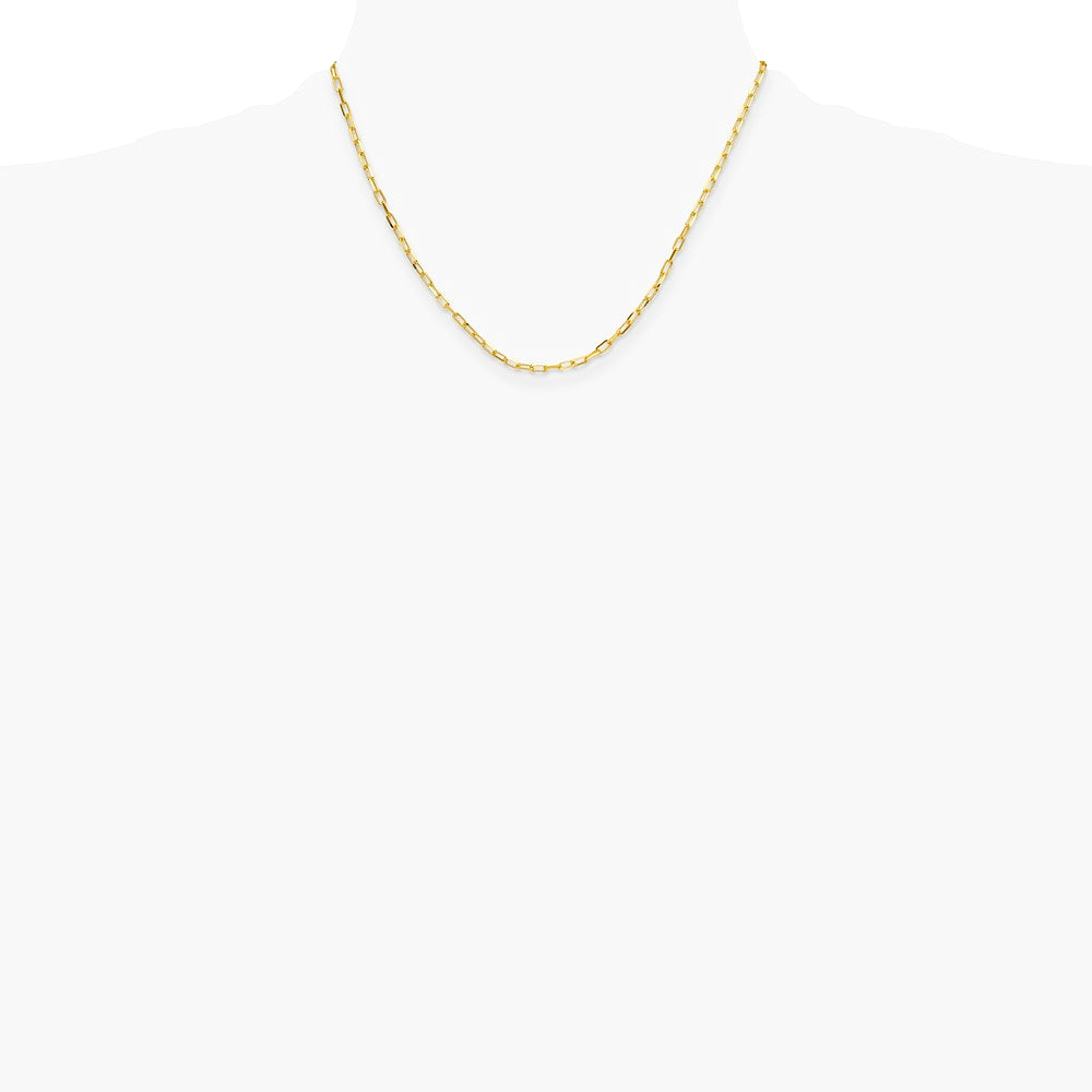 14K Yellow Gold 3.0mm Solid Beveled Diamond-Cut Paperclip Chain Necklace 16"-24" - Product Photo