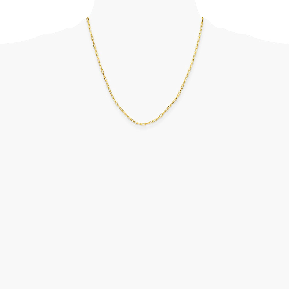 14K Yellow Gold 3.0mm Solid Beveled Diamond-Cut Paperclip Chain Necklace 16"-24" - Product Photo