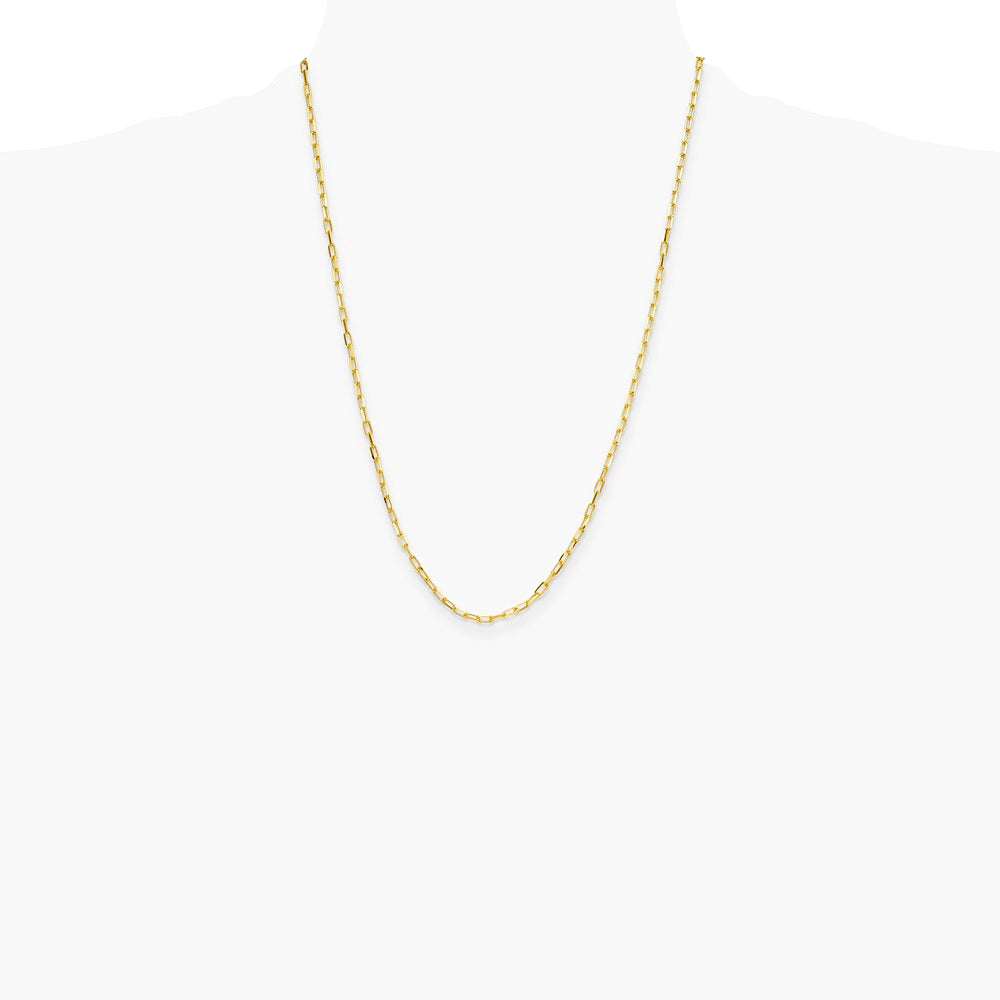14K Yellow Gold 3.0mm Solid Beveled Diamond-Cut Paperclip Chain Necklace 16"-24" - Product Photo