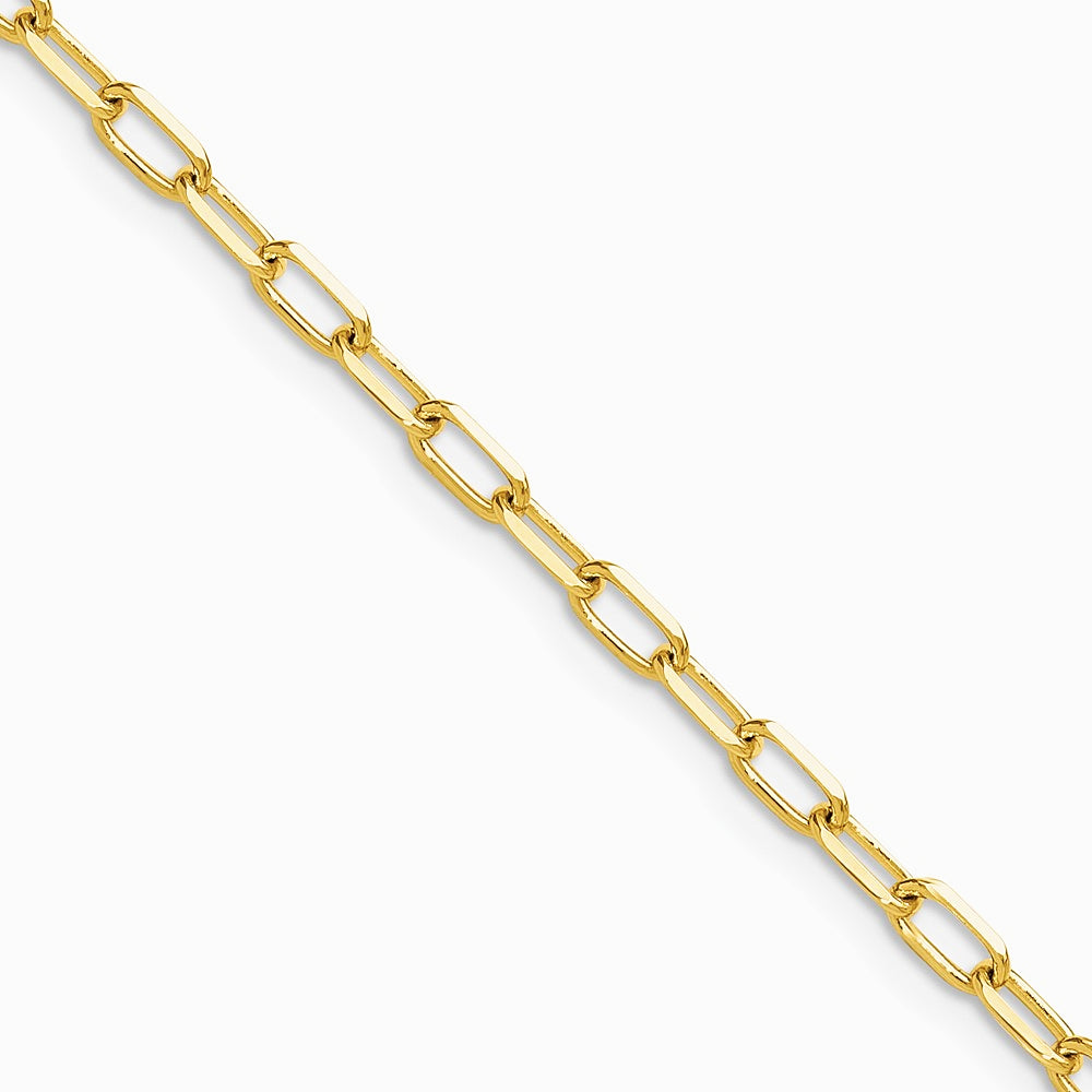 14K Yellow Gold 3.0mm Solid Beveled Diamond-Cut Paperclip Chain Necklace 16"-24" - Product Photo