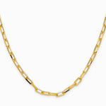 14K Yellow Gold 3.5mm Solid Beveled Diamond-Cut Paperclip Chain Necklace 16"-24" - Product Photo