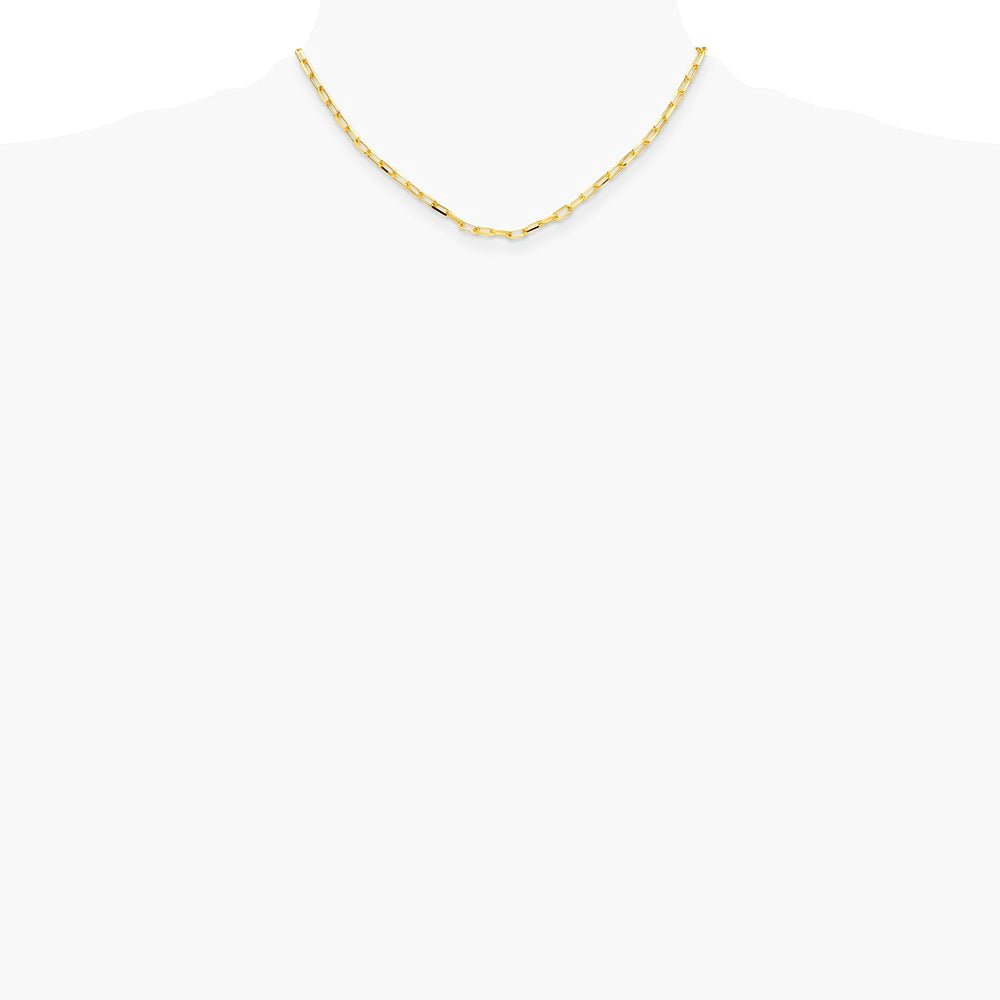 14K Yellow Gold 3.5mm Solid Beveled Diamond-Cut Paperclip Chain Necklace 16"-24" - Product Photo