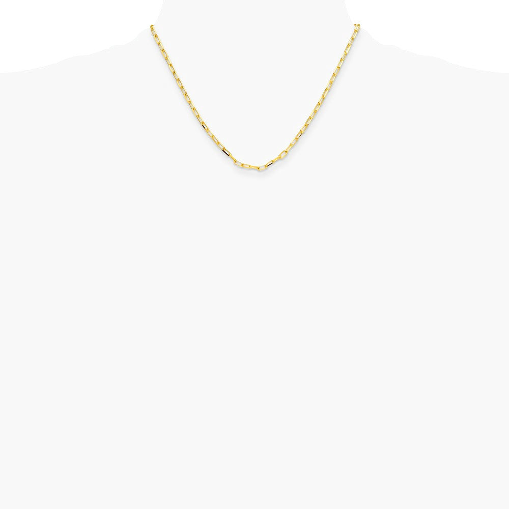 14K Yellow Gold 3.5mm Solid Beveled Diamond-Cut Paperclip Chain Necklace 16"-24" - Product Photo