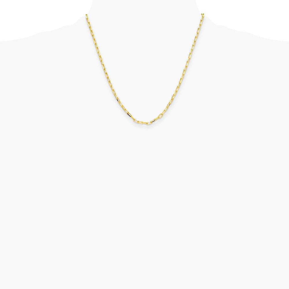14K Yellow Gold 3.5mm Solid Beveled Diamond-Cut Paperclip Chain Necklace 16"-24" - Product Photo