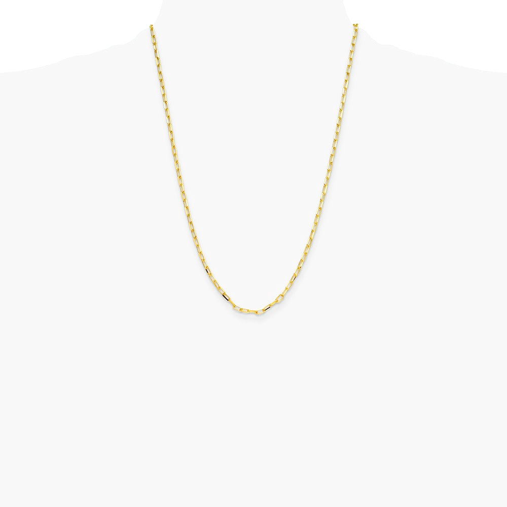 14K Yellow Gold 3.5mm Solid Beveled Diamond-Cut Paperclip Chain Necklace 16"-24" - Product Photo