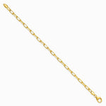 14K Yellow Gold 3.5mm Solid Beveled Diamond-Cut Paperclip Chain Bracelet 7"-8" - Product Photo