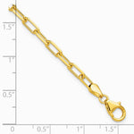 14K Yellow Gold 3.5mm Solid Beveled Diamond-Cut Paperclip Chain Bracelet 7"-8" - Product Photo