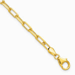 14K Yellow Gold 3.5mm Solid Beveled Diamond-Cut Paperclip Chain Bracelet 7"-8" - Product Photo