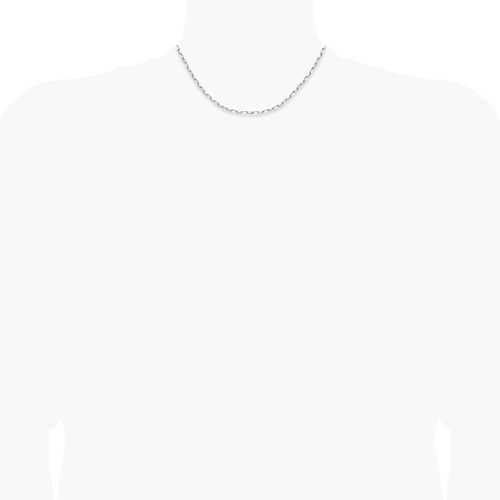 14K White Gold 3.0mm Solid Beveled Diamond-Cut Paperclip Chain Necklace 16"-24" - Product Photo