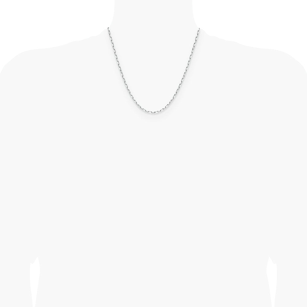 14K White Gold 3.0mm Solid Beveled Diamond-Cut Paperclip Chain Necklace 16"-24" - Product Photo