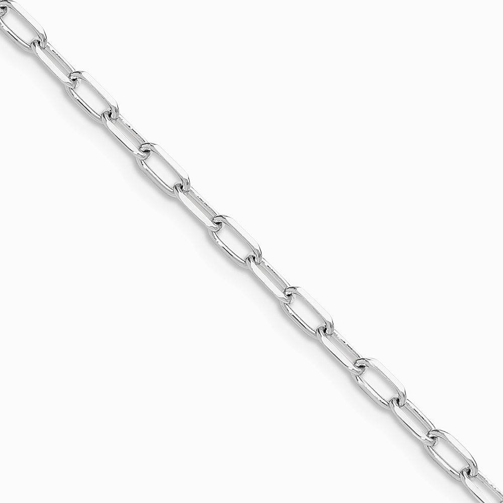 14K White Gold 3.0mm Solid Beveled Diamond-Cut Paperclip Chain Necklace 16"-24" - Product Photo